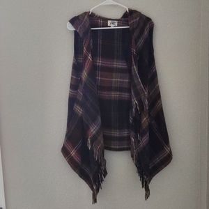 Tassel Drape Open Front Cardigan Vest